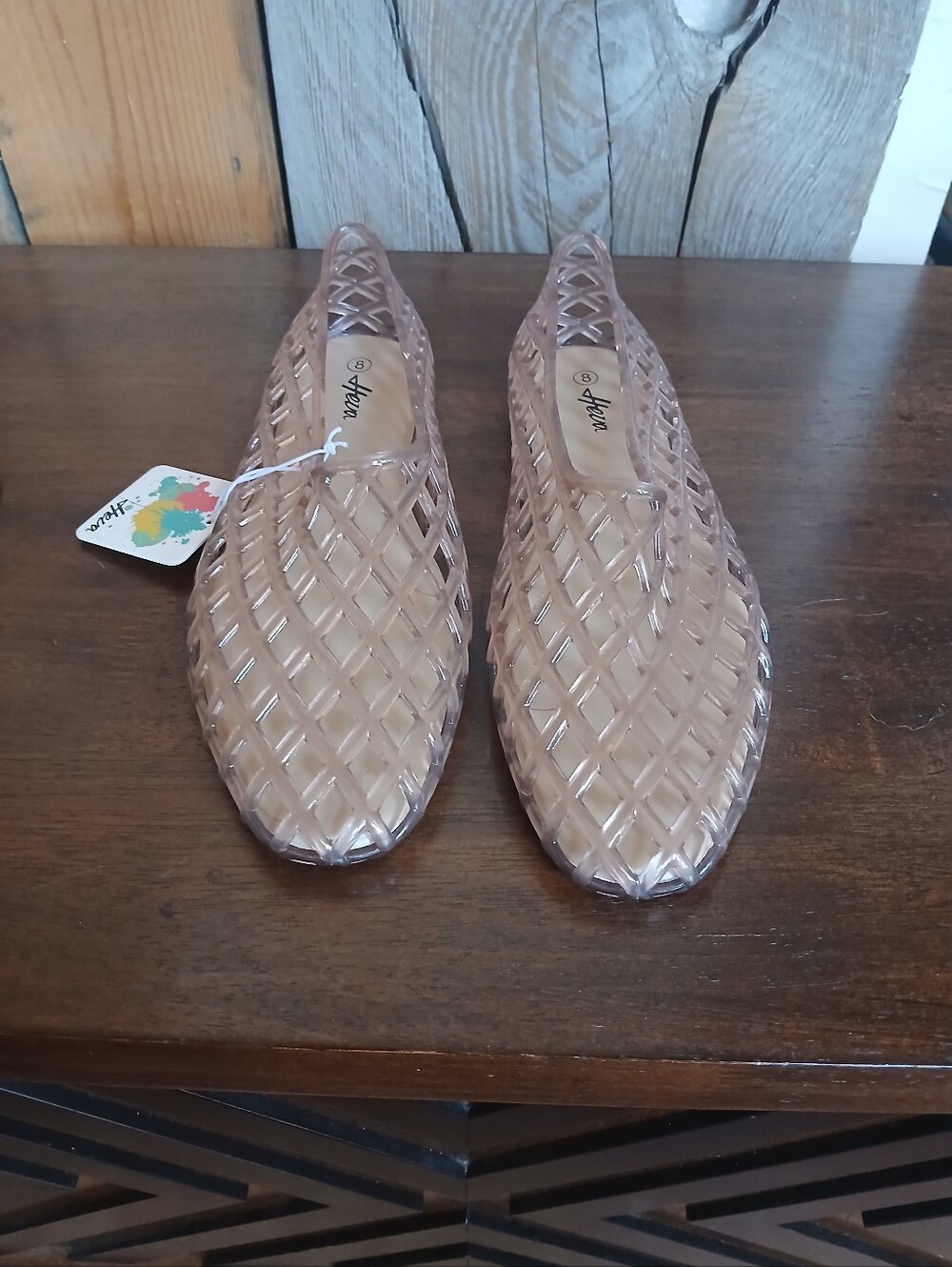 ALOHAS Blush Jelly Flats with Lattice Weave